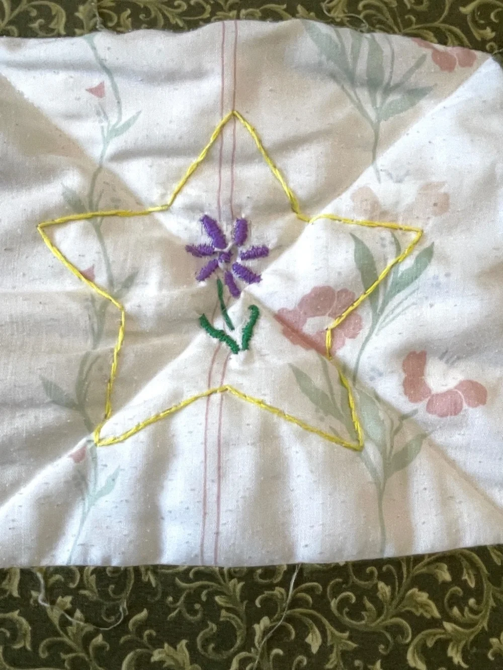 Handmade Whimsical Embroidered Lap Child Quilt